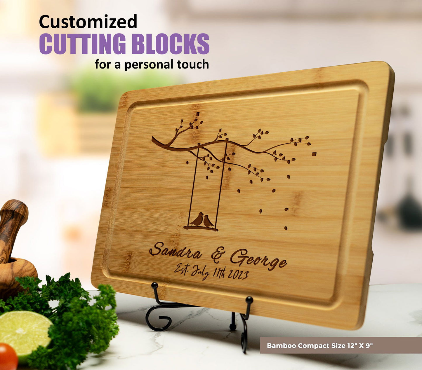 Romantic Swing Tree Personalized Cutting Board - Tayfus