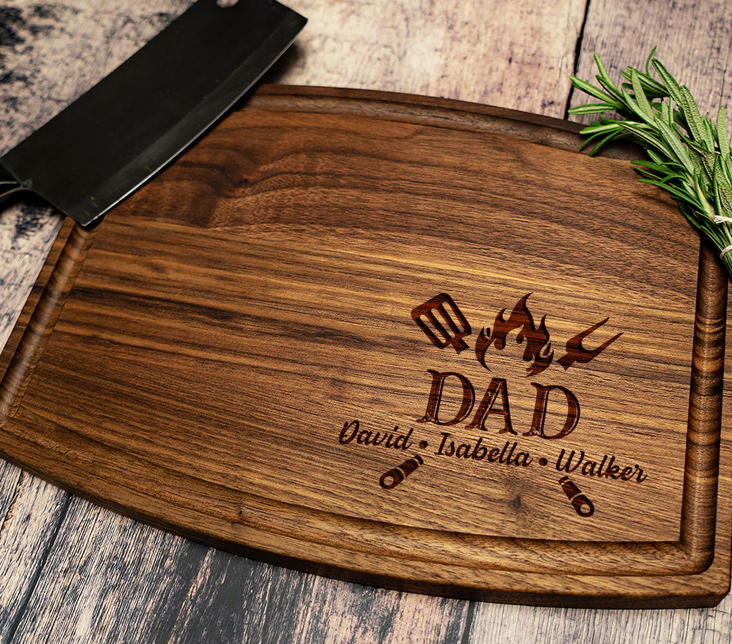 Personalized BBQ Cutting Board for Dad with Family Names - Tayfus