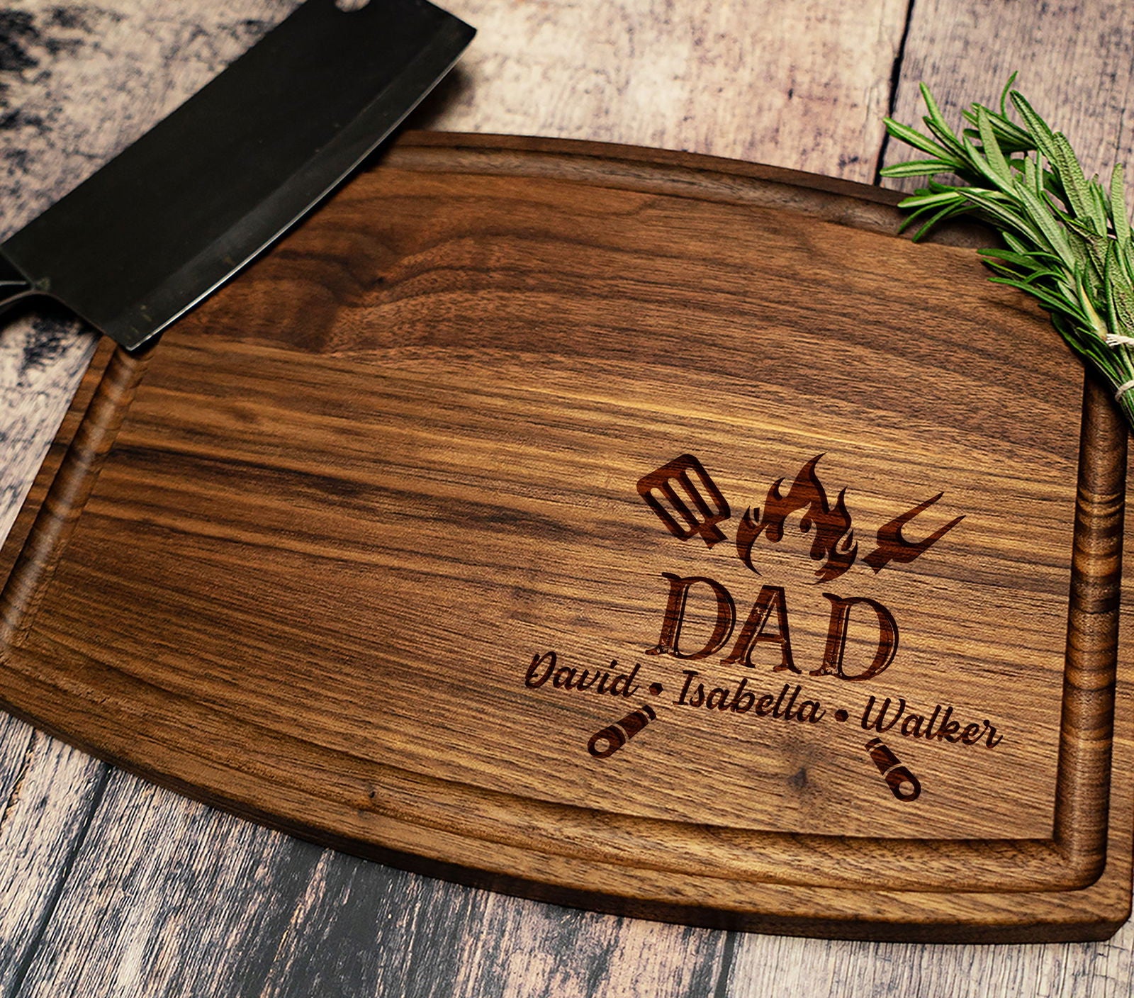 Personalized BBQ Cutting Board for Dad with Family Names - Tayfus