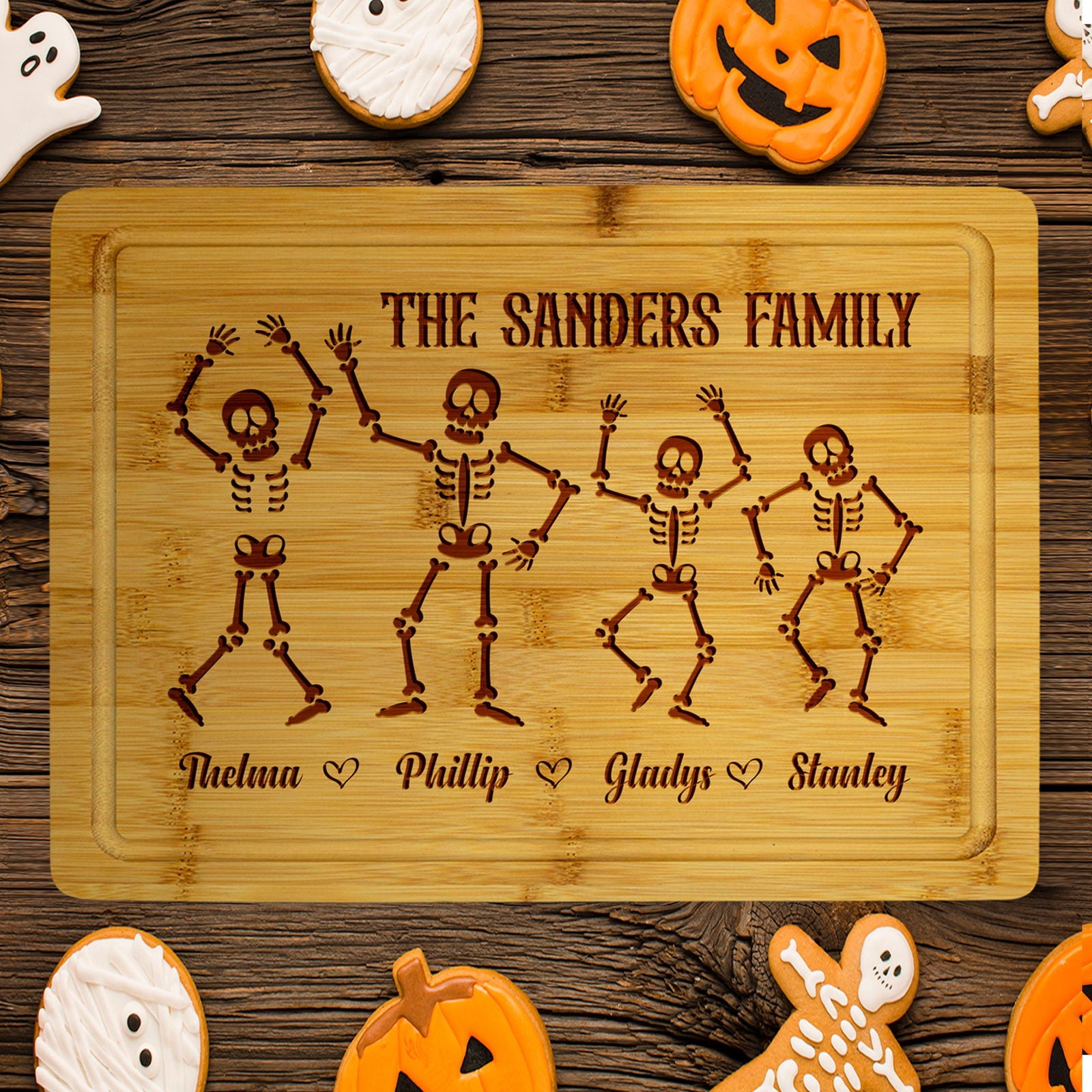 Dancing Skeleton Family Personalized Cutting Board - Tayfus