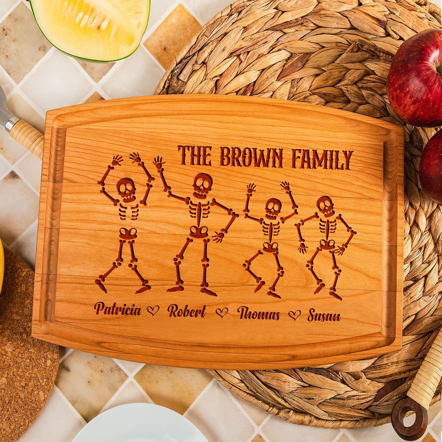 Dancing Skeleton Family Personalized Cutting Board - Tayfus