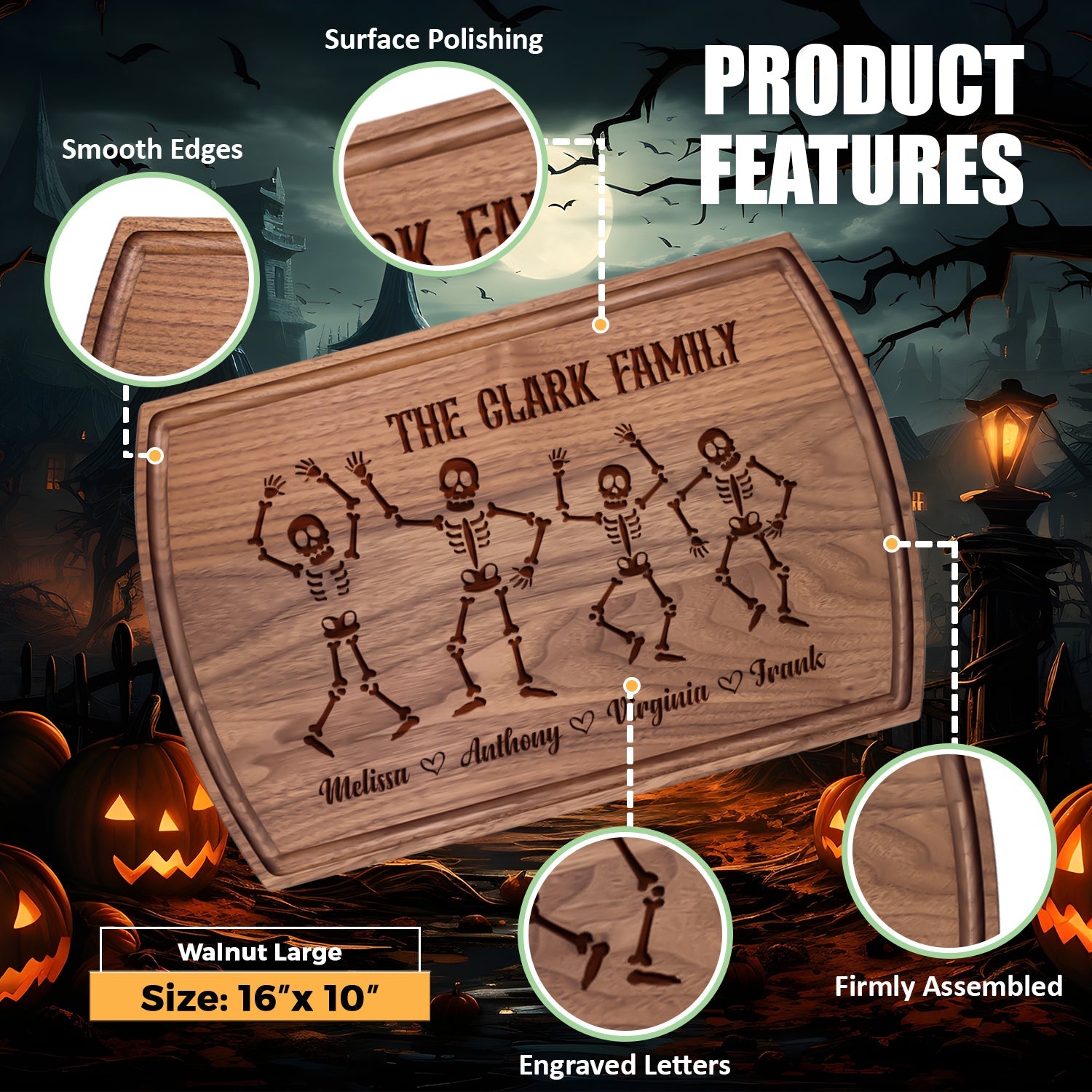 Dancing Skeleton Family Personalized Cutting Board - Tayfus