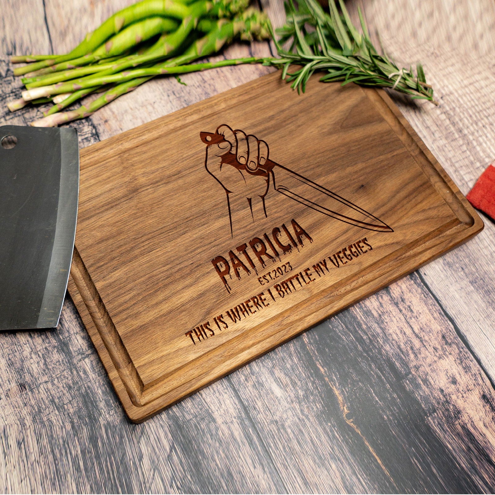 Halloween Cutting Board with Knife and Spooky Design - Tayfus
