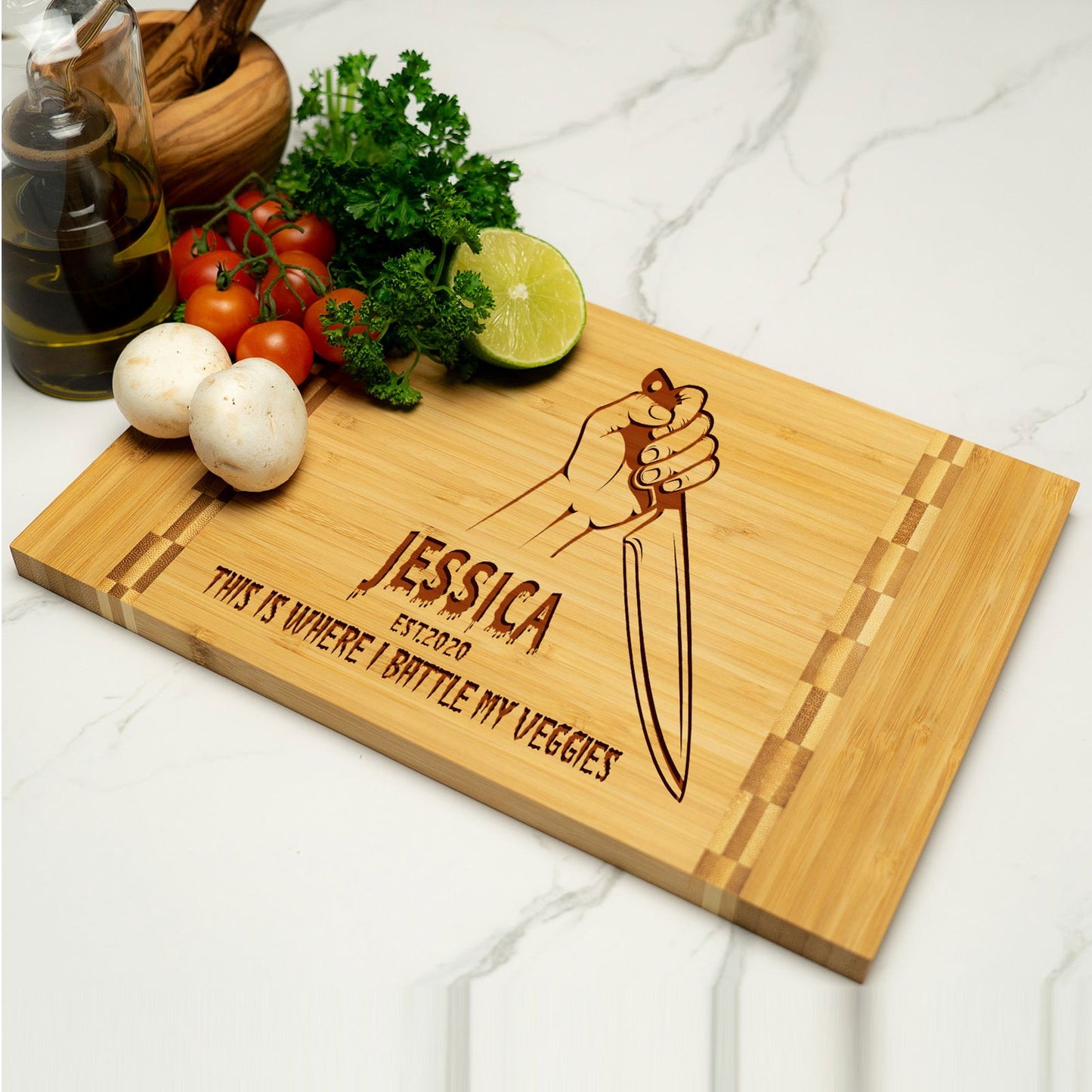 Halloween Cutting Board with Knife and Spooky Design - Tayfus