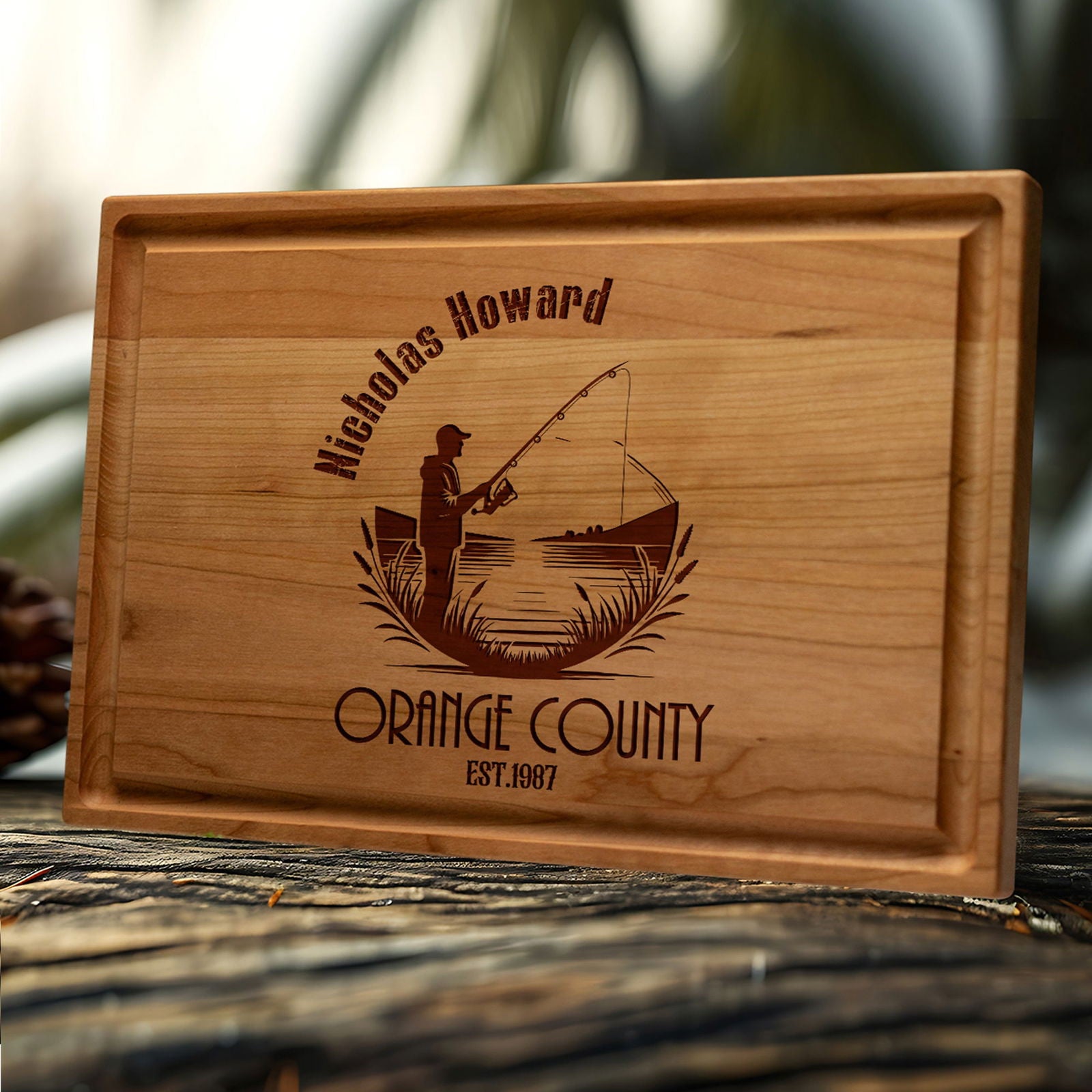 Reel In Style: Personalized Fishing Cutting Board with Name and Location - Tayfus