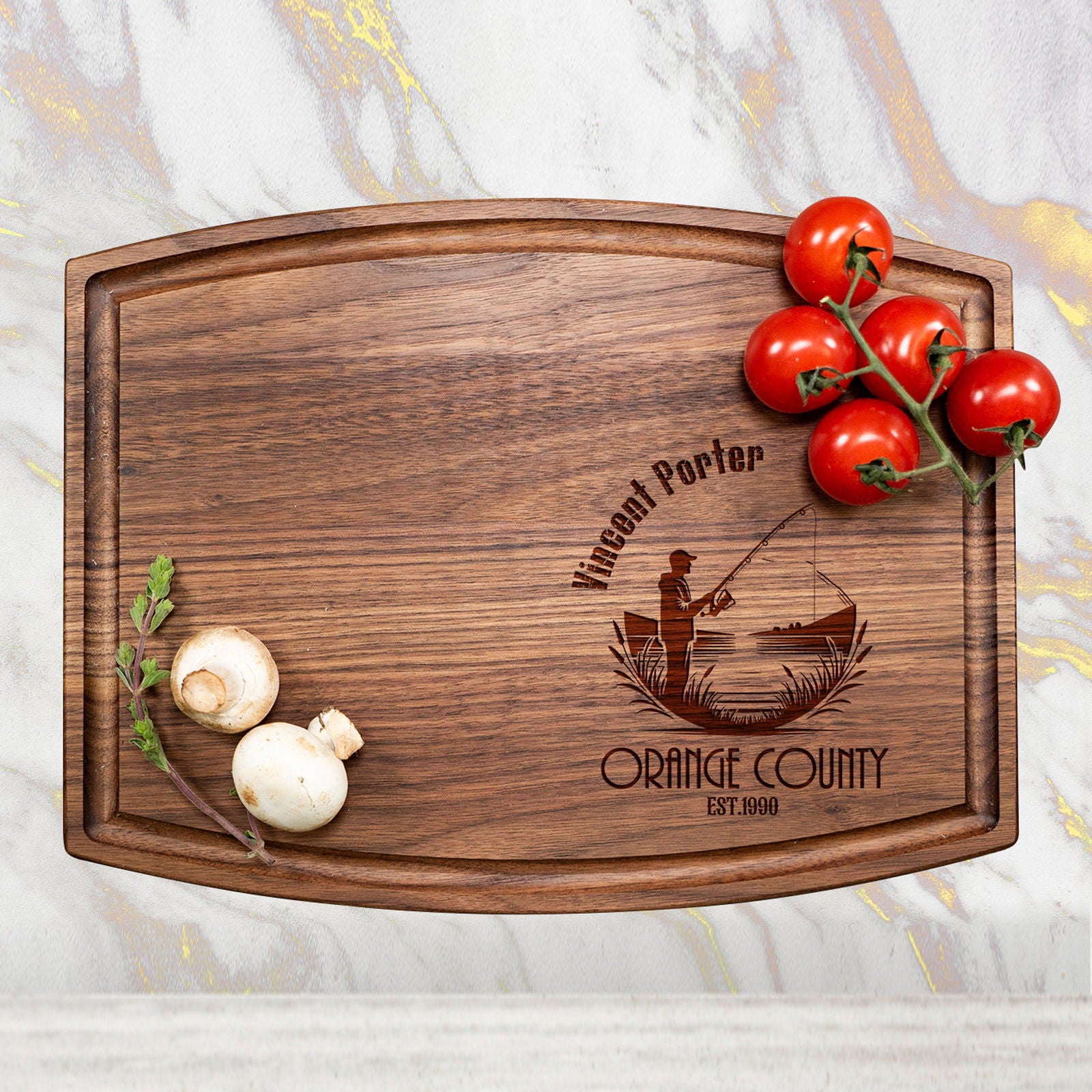 Reel In Style: Personalized Fishing Cutting Board with Name and Location - Tayfus