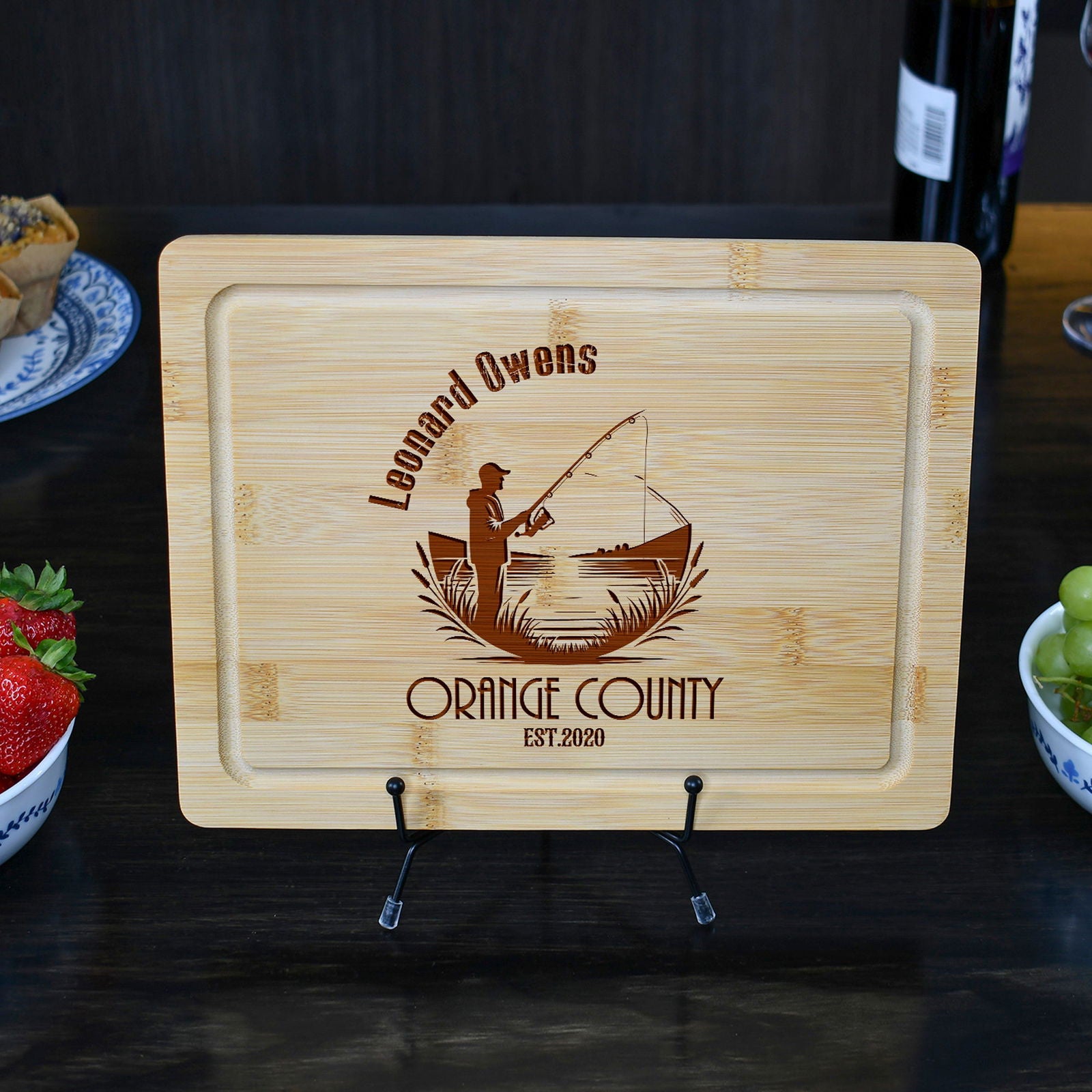 Reel In Style: Personalized Fishing Cutting Board with Name and Location - Tayfus
